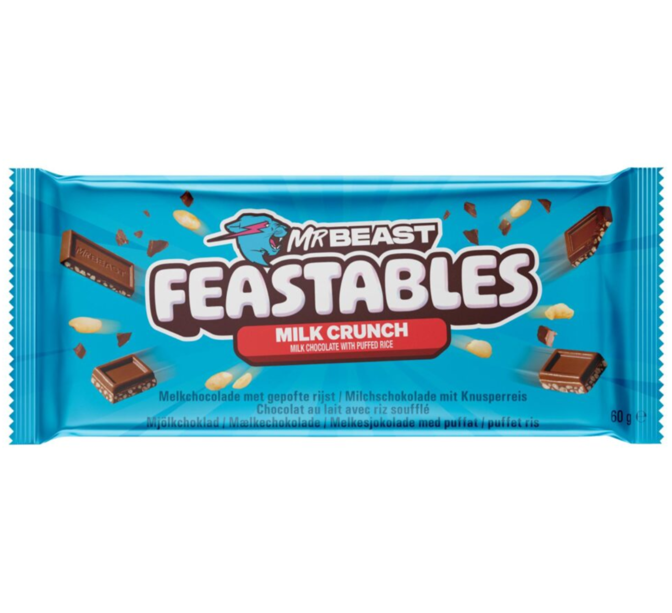 Mr. Beast Feastables Milk Crunch Chocolate 60g x 10