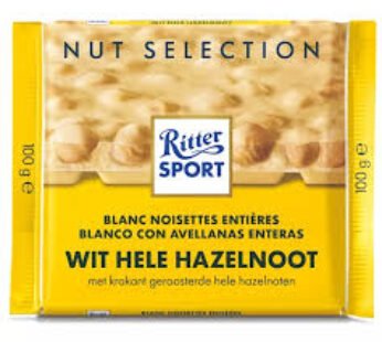 Ritterssportswhiewholehazzlenut 100g x 10