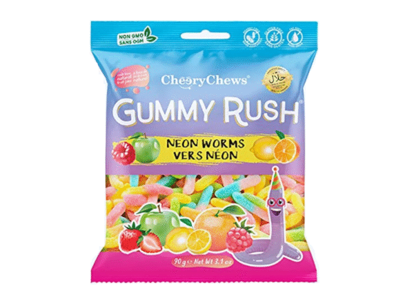 Cheery Chews Neon Worms 90g x 12