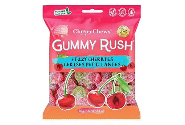 Gummy Rush Fizzy Cherries 90G x 12