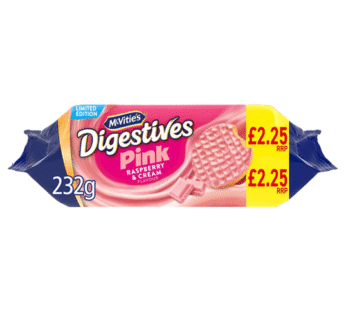 McVitie’s Digestives Pink Raspberry & Cream 232g x 12